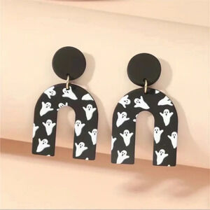 2 LEFT! Halloween Ghost Print Earrings
